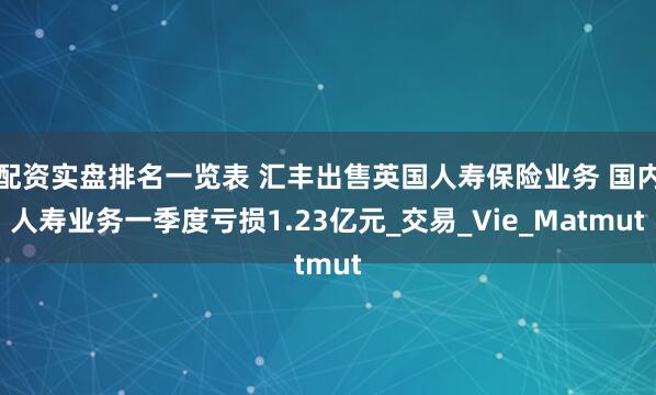 配资实盘排名一览表 汇丰出售英国人寿保险业务 国内人寿业务一季度亏损1.23亿元_交易_Vie_Matmut